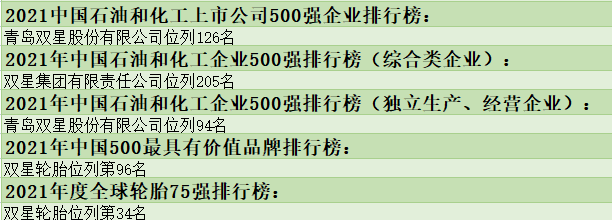 青島雙星輪胎工業(yè)有限公司怎么樣？2021年排名匯總
